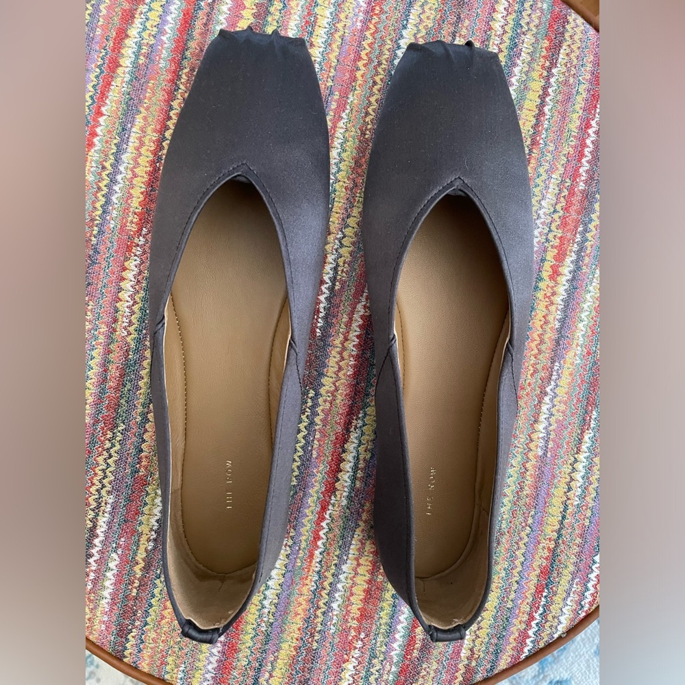 The Row Eva Black Satin ballet flat